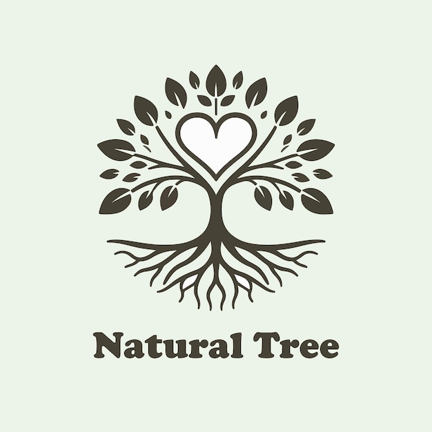 un logotipo de árbol natural en colores naturales