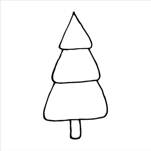 Logotipo de árbol de Navidad dibujado a mano de pino para celebración de año nuevo ilustración de garabato de un árbol