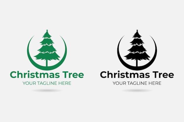 Logotipo de árbol de navidad vector premium