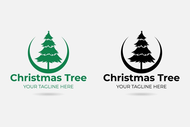 Logotipo de árbol de navidad vector premium