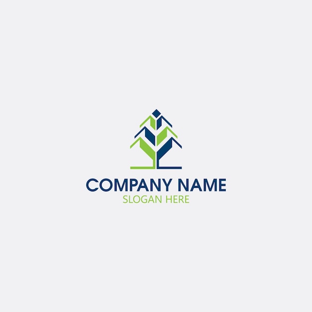 Logotipo de árbol de negocios de propiedad inmobiliaria diseño de logotipo de árbol de bienestar