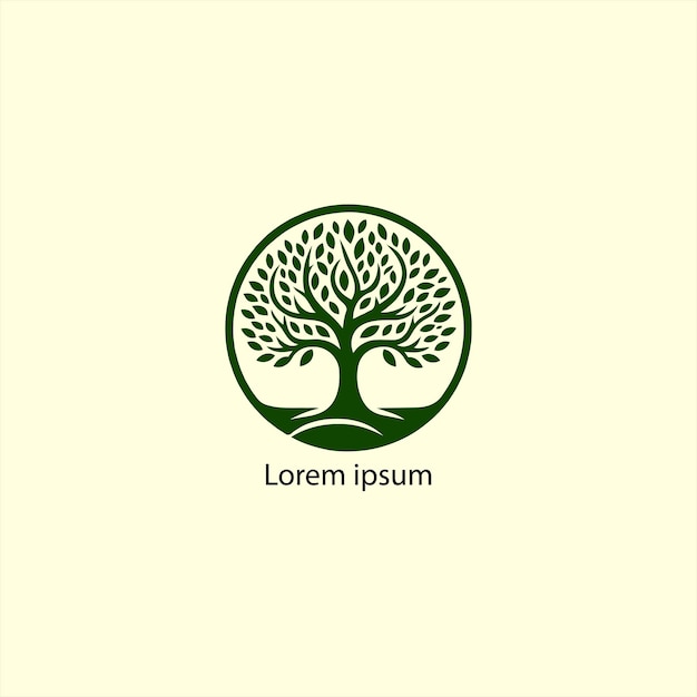 El logotipo del árbol negro con fondo blanco