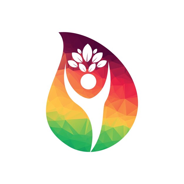 Logotipo de árbol de personas con hojas verdes Concepto de icono de vector