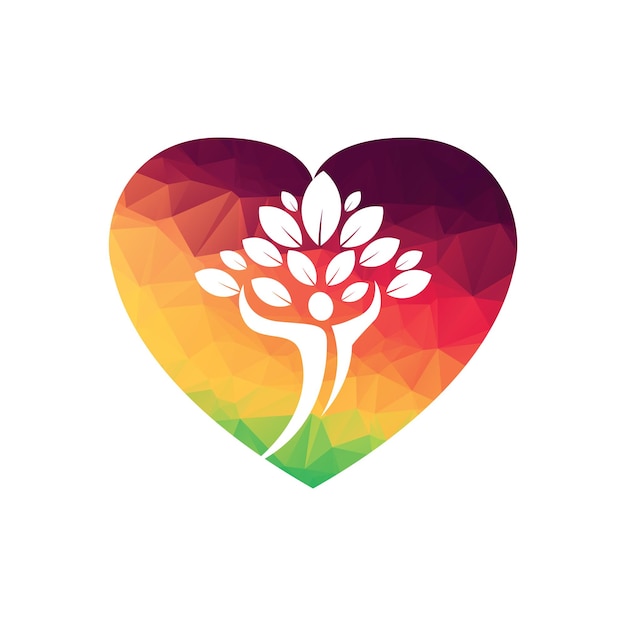Logotipo de árbol de personas con hojas verdes Concepto de icono de vector
