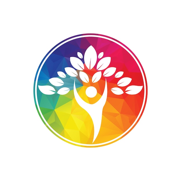 Logotipo de árbol de personas con hojas verdes Concepto de icono vectorial