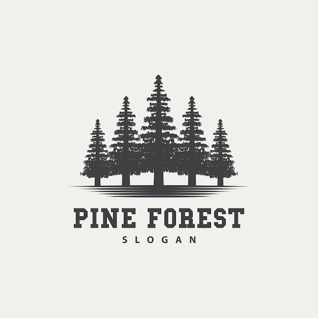 Logotipo de árbol de pino Lujoso Diseño simple y elegante Abeto Vector Bosque abstracto Icono Ilustración Marca de producto de pino