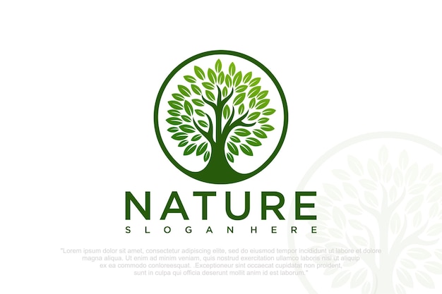 Logotipo del árbol Producto natural Icono de crecimiento de la planta Emblema del jardín ecológico Ilustración vectorial