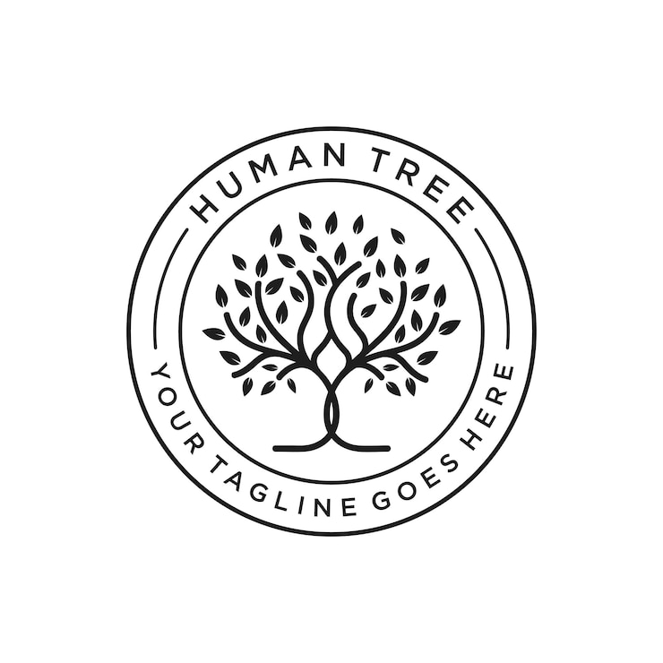 Vector logotipo de árbol roble banyan arce con plantilla de diseño de árbol humano