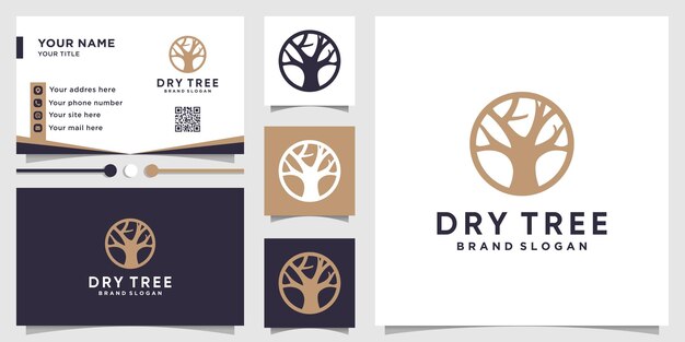 Logotipo de árbol seco con concepto moderno creativo para negocios Vector Premium