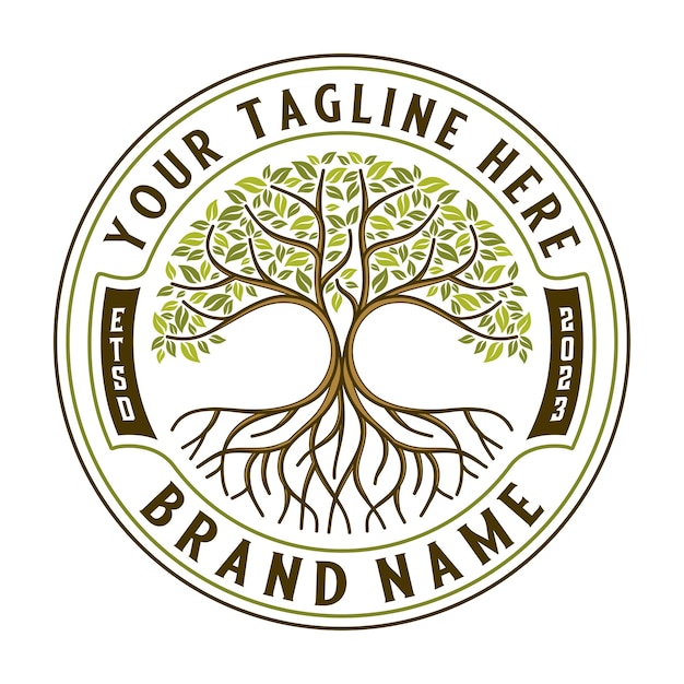 logotipo del árbol vectorial árbol grande en círculo crecimiento educación salud ecologización o diseño comunitario general