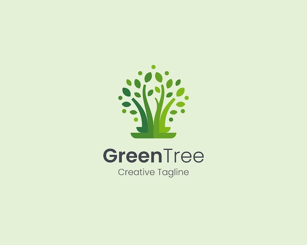 Vector logotipo de árbol verde creativo abstracto