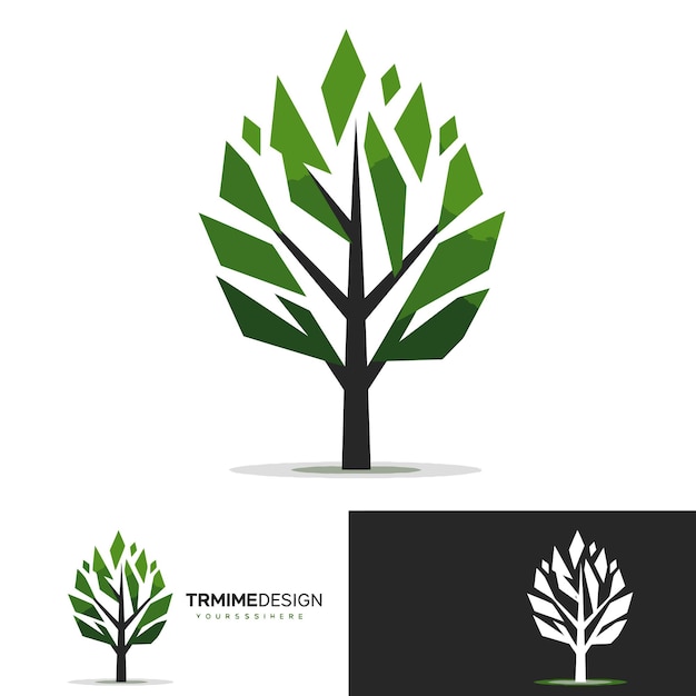 El logotipo del árbol verde geométrico