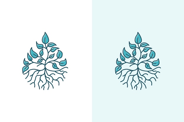 Vector logotipo del árbol de la vida con forma de gota de agua.