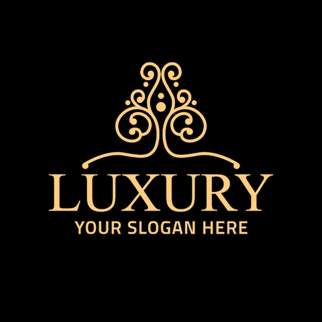 Logotipo de árbol VIP de lujo con decoración floral
