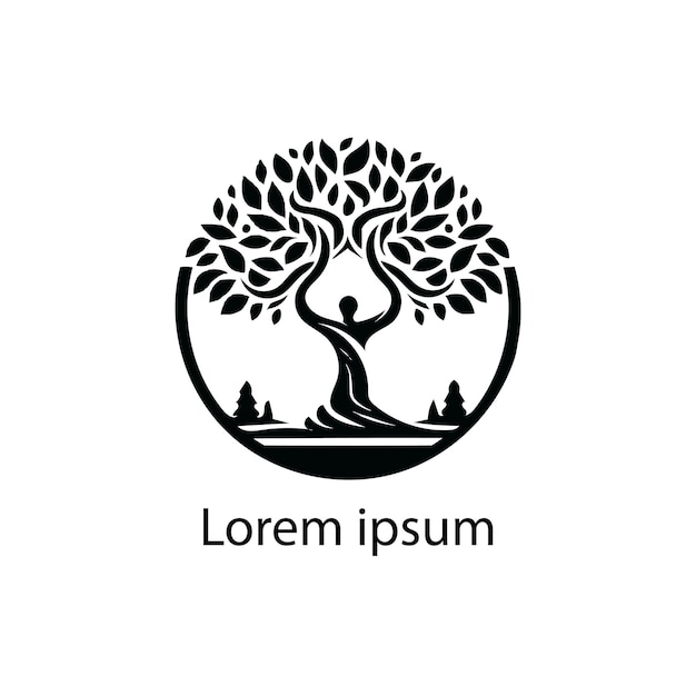 un logotipo de árbol de yoga en fondo blanco