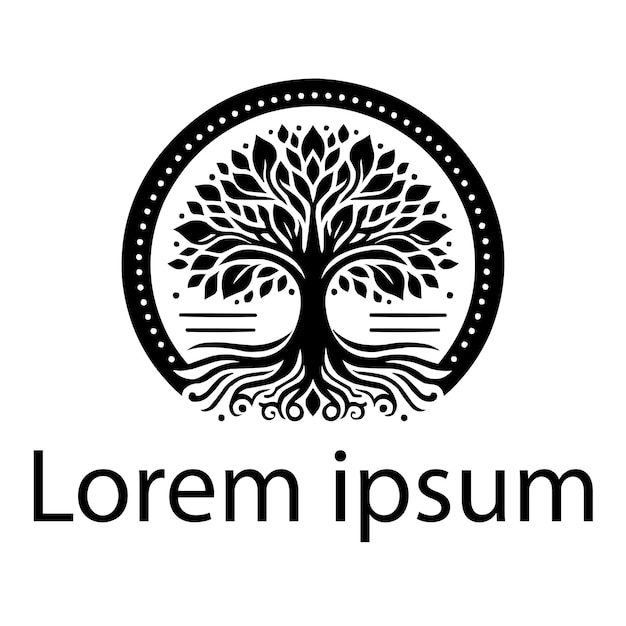 Un logotipo de árbol de yoga negro