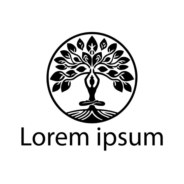 un logotipo de árbol de yoga