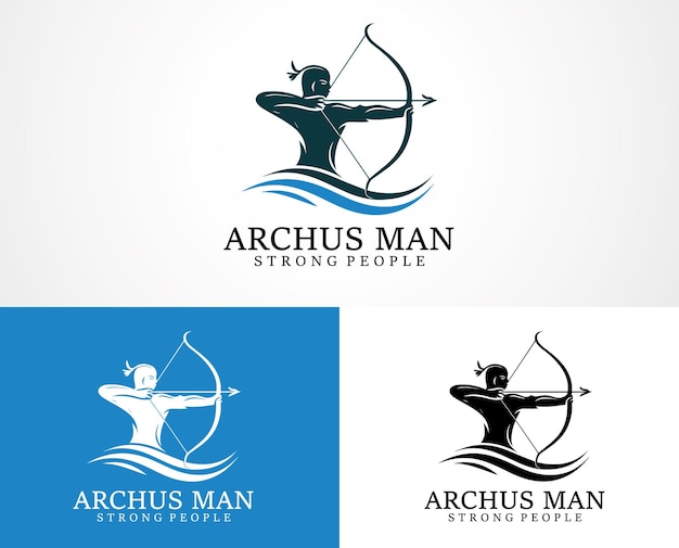 El logotipo de Archus Man con arco y flecha de arqueros en ondas