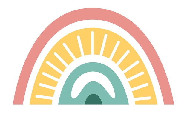 Logotipo de arco iris en estilo boho infantil. elemento de patrón escandinavo