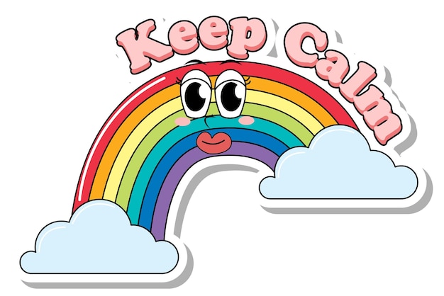 Vector logotipo del arco iris con el icono de texto keep calm de la palabra