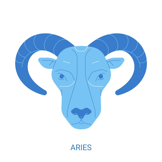 Vector logotipo de aries azul de diseño plano