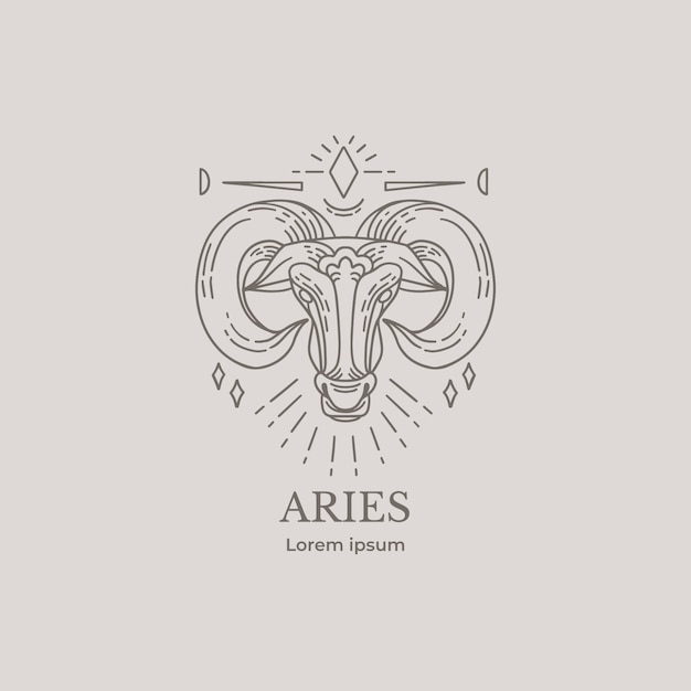 Vector logotipo de aries de diseño plano dibujado a mano