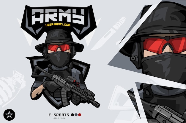 Logotipo de Army Soldier Mascot para esport y sport KRISS V2