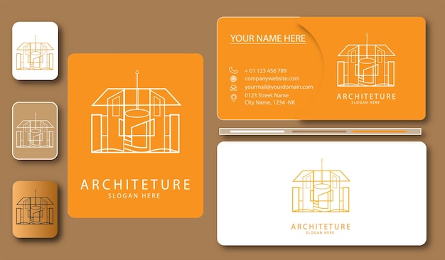 Logotipo arquitectónico minimalista en estilo de arte lineal