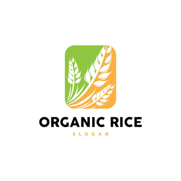 Logotipo De Arroz Grano Trigo Diseño Simple Plantilla Icono Ilustración Vectorial Orgánico