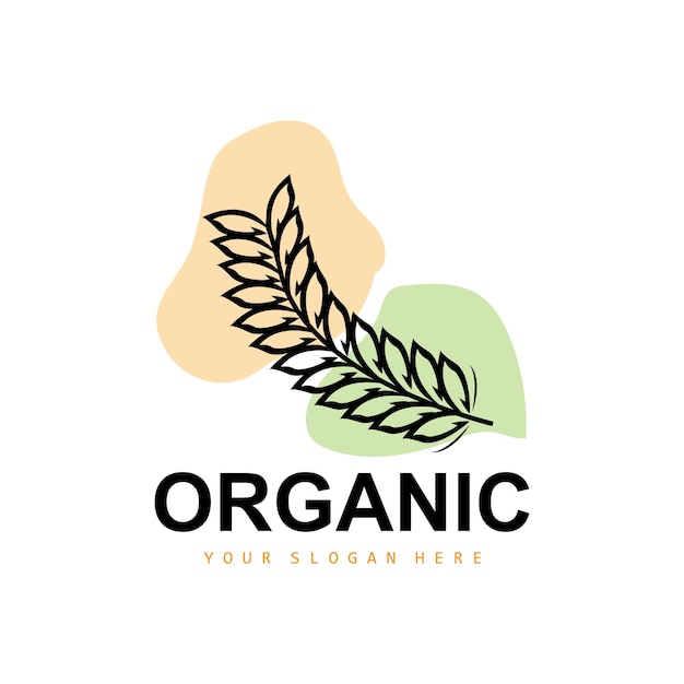 Logotipo de arroz de trigo Plantas orgánicas agrícolas Vector Diseño de lujo Ingredientes de panadería dorada