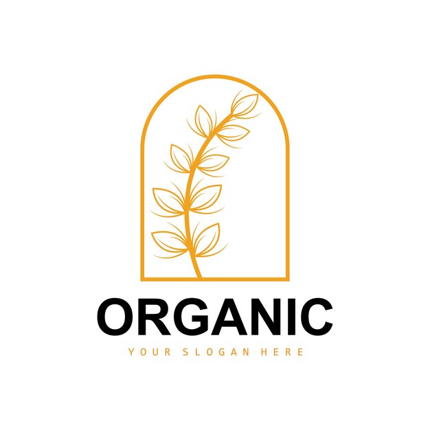 Logotipo de arroz de trigo Plantas orgánicas agrícolas Vector Diseño de lujo Ingredientes de panadería dorada