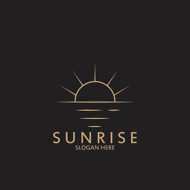 Logotipo de arte de línea de amanecer premium y plantilla vectorial