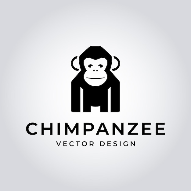 Logotipo de arte de línea de chimpancé negro minimalista Emblema de primates vectoriales modernos para grupos ambientales W