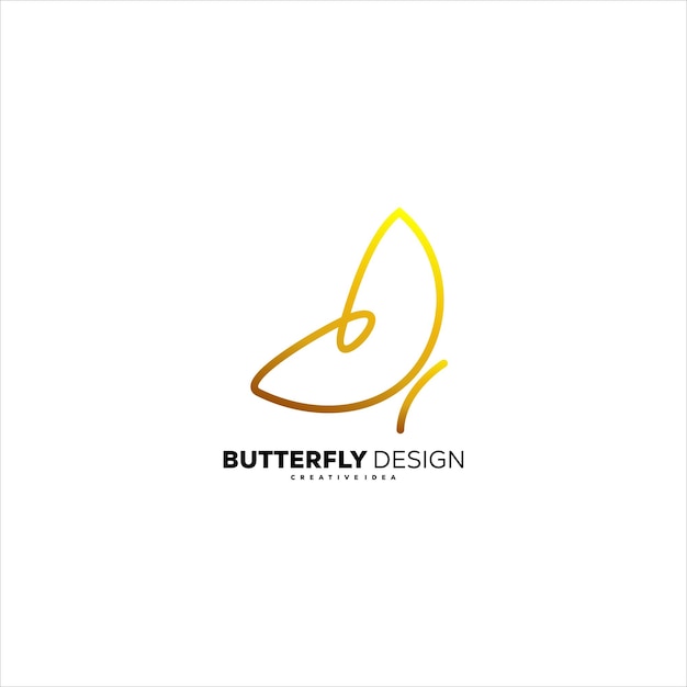 Logotipo de arte de línea de diseño de mariposa