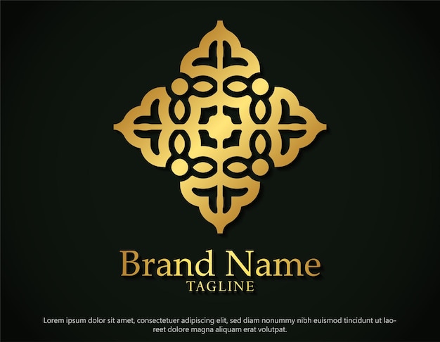 Logotipo de arte de línea de estilo de adorno de lujo