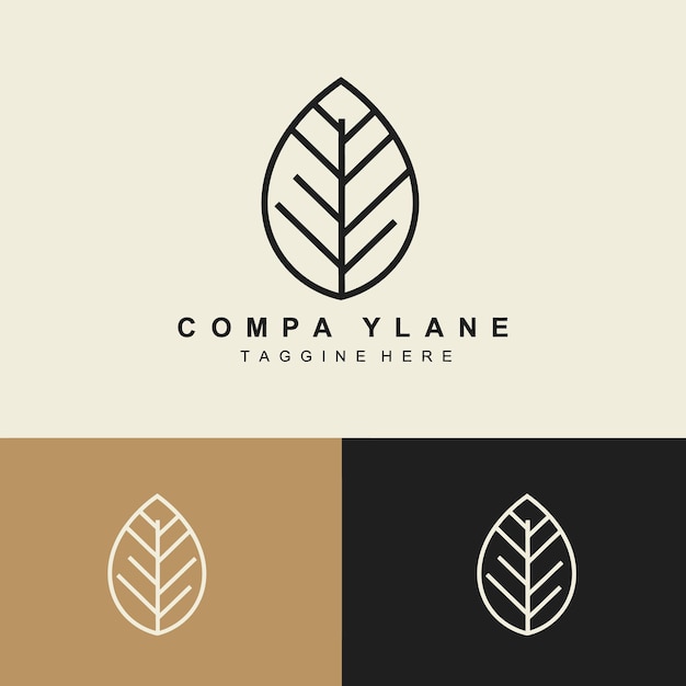 Logotipo de arte de línea de hoja