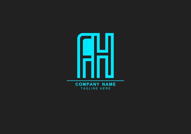 Logotipo de arte de línea mínima AH FH o HA