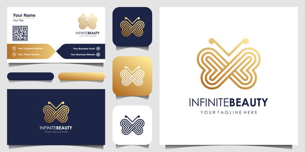 logotipo de arte de línea minimalista mariposa dorada