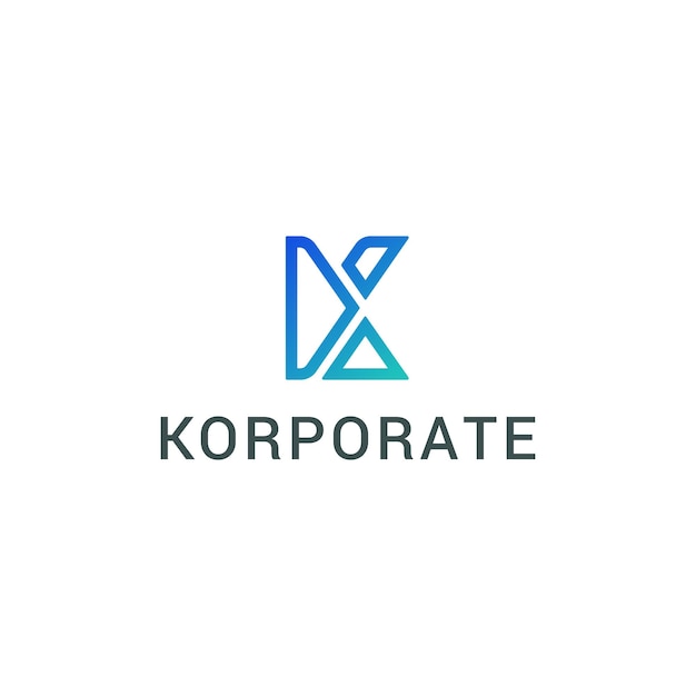 Logotipo de arte de línea moderna degradado azul creativo de letra k