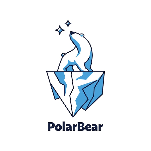 Vector logotipo de arte de línea de oso polar