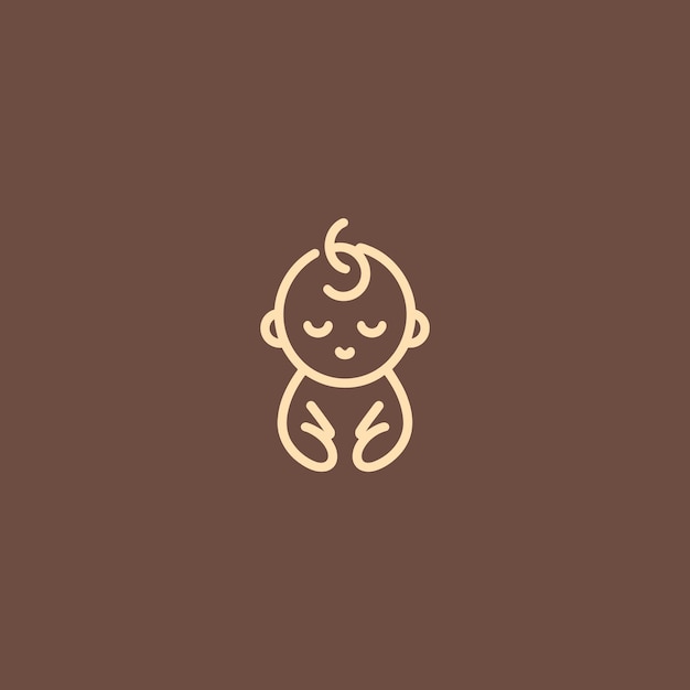 Logotipo de arte de línea simple para bebés Figura de bebé linda en arte de línea limpia para una marca de cuidado suave