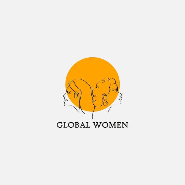 Vector logotipo de arte de línea simple de global woman