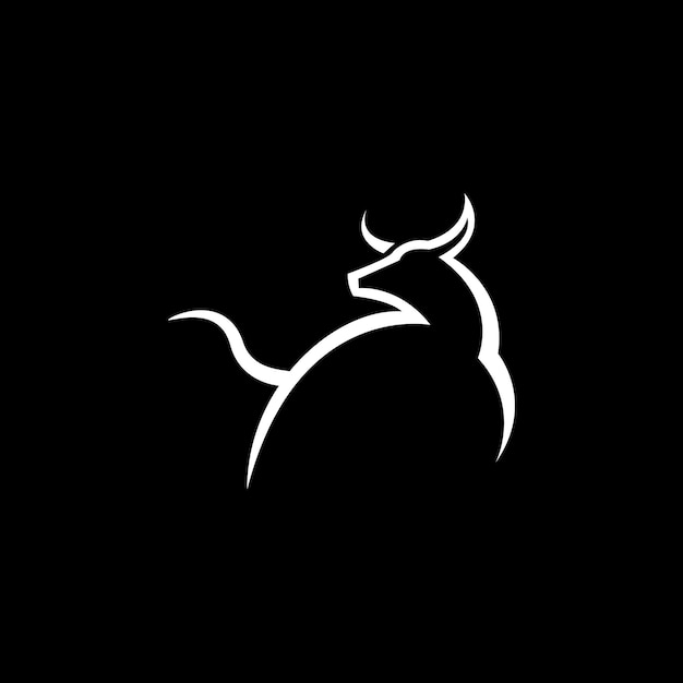 logotipo de arte de línea de toro genial
