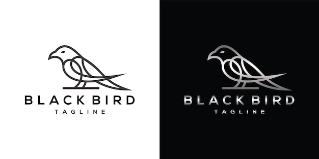 Logotipo de arte lineal de Black Raven