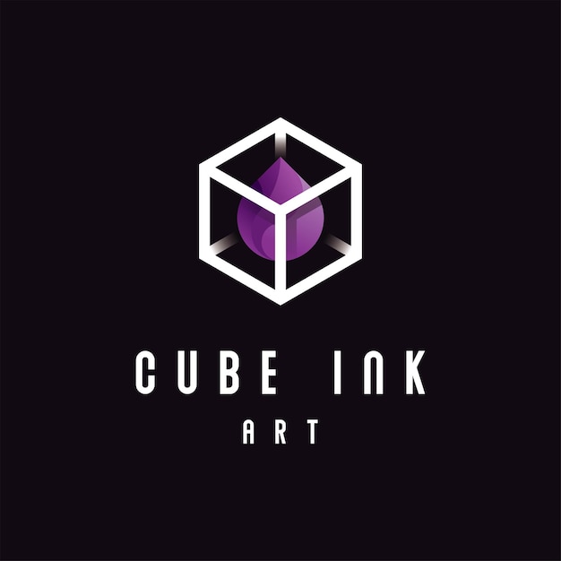 Logotipo de arte de tinta de cubo