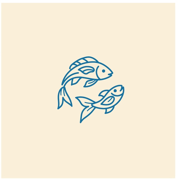 Logotipo artístico de dos líneas de pescado