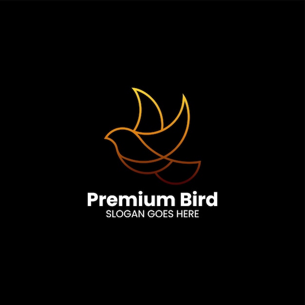 Logotipo artístico de línea de gradiente de pájaro premium