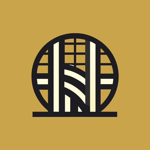 Logotipo artístico de red de voleibol en blanco y negro establecido sobre un fondo amarillo brillante Una representación artística de una red de volleibol minimalista diseño de logotipo vectorial moderno simple