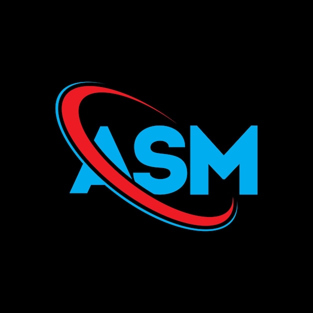 Vector el logotipo asm, la letra asm, el diseño del logotipo de la carta asm, las iniciales asm, vinculado con un círculo y un monograma en mayúscula, el logotipo de asm, tipografía para el negocio tecnológico y la marca inmobiliaria.