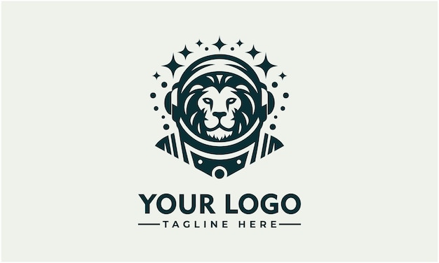 Logotipo del astronauta León Diseño vectorial León Vector de la cabeza del logotipo León Vector del logotipo para la identidad empresarial